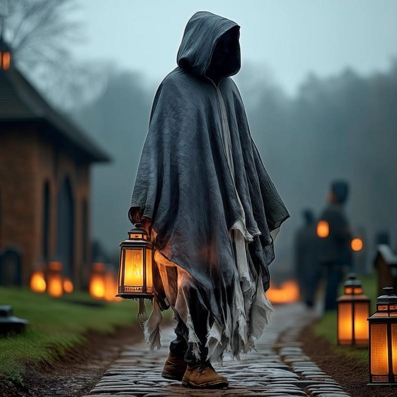 Halloween Adult Ghost Hooded Dark Ghost Cloak