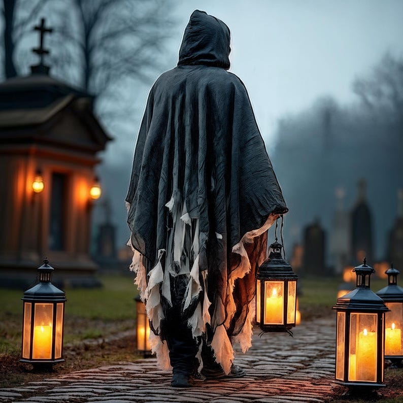 Halloween Adult Ghost Hooded Dark Ghost Cloak