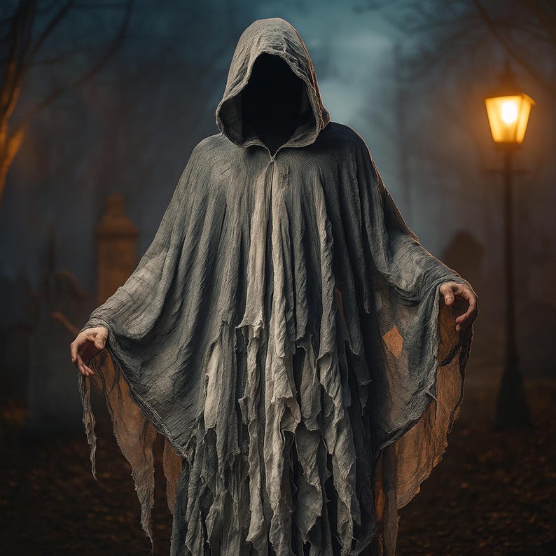 Halloween Adult Ghost Hooded Dark Ghost Cloak