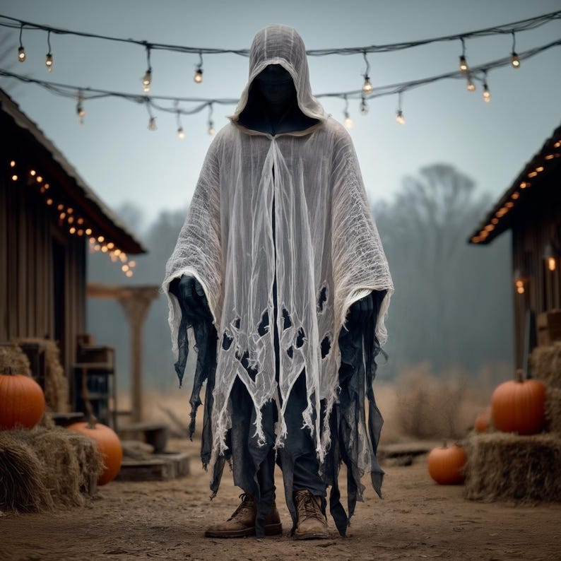 Halloween Adult Ghost Hooded Dark Ghost Cloak