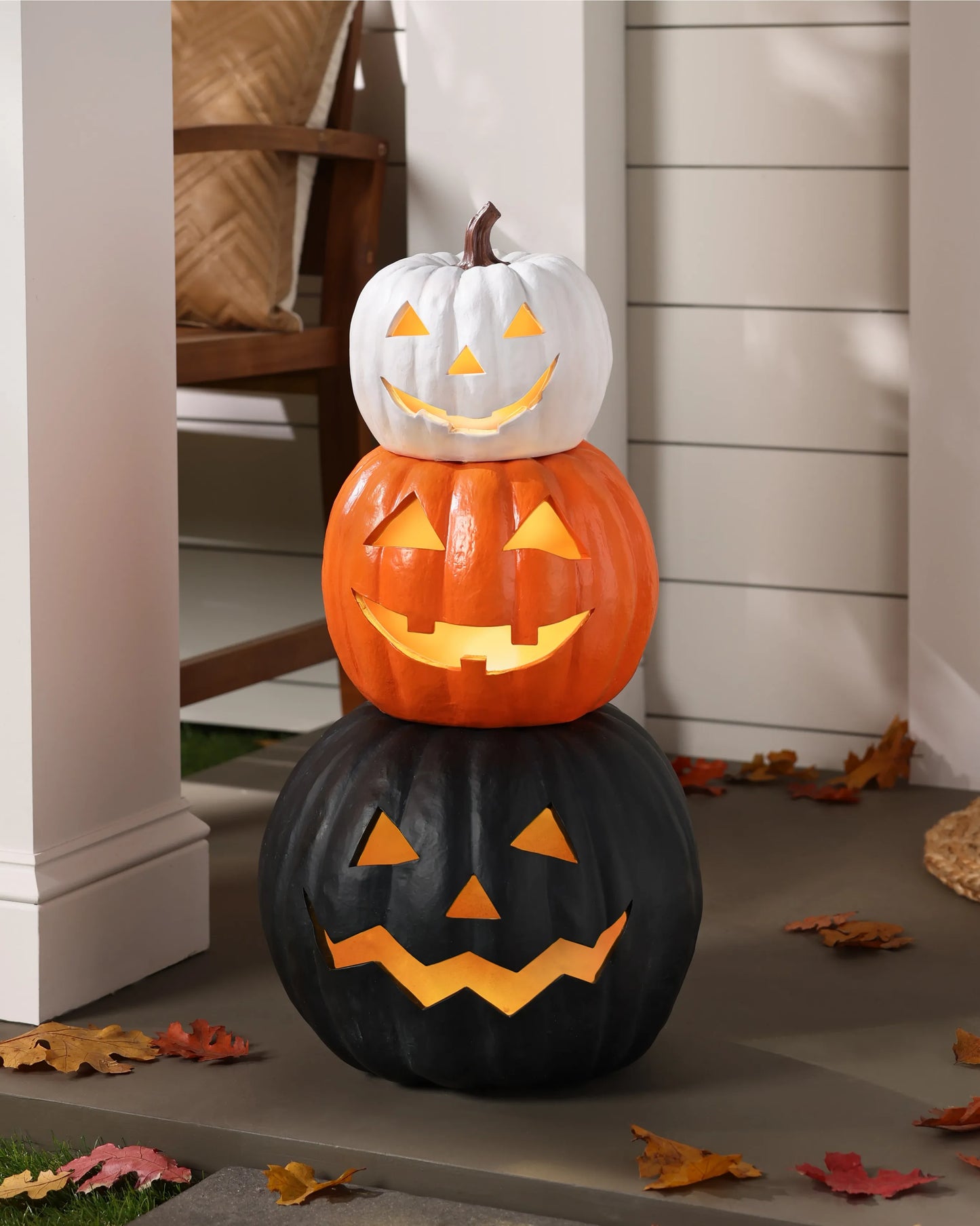 Lit Stackable Jack-o'-Lantern Sets