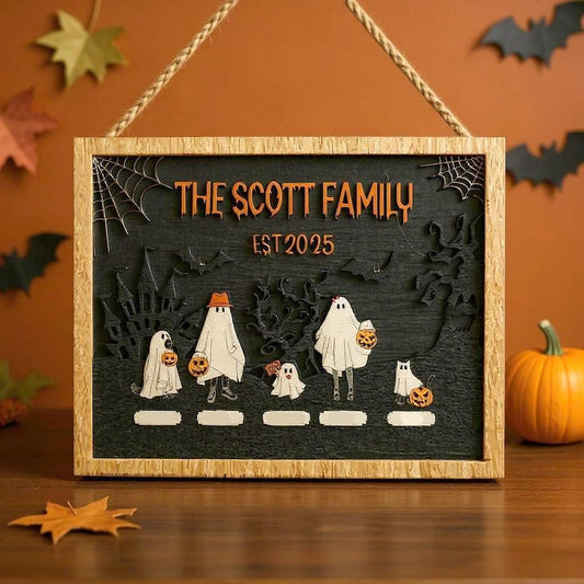 Halloween Spooky Family Sign - Custom Wooden Name Decor