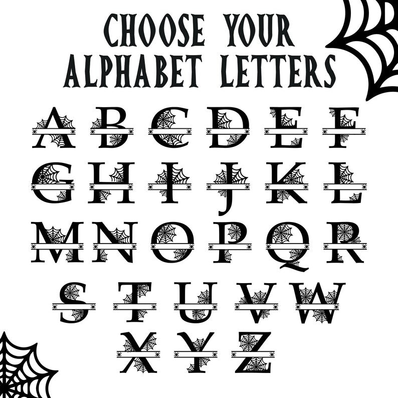 Halloween spooky surname letter sign, wooden name sign for wall decoration
