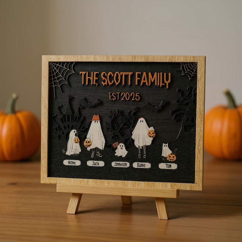 Halloween Spooky Family Sign - Custom Wooden Name Decor