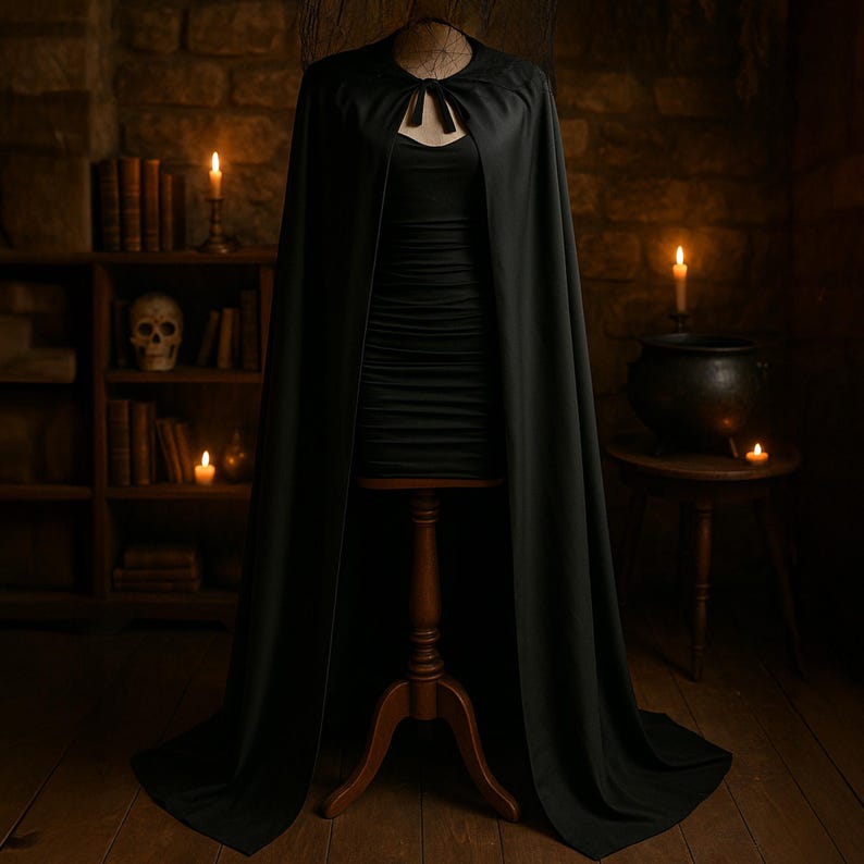Evil Queen vampire cape with feathered shoulder cape and horn headdress